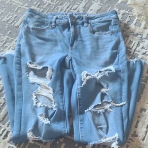 American Eagle Outfitters Light Blue Distressed Skinny Jeans